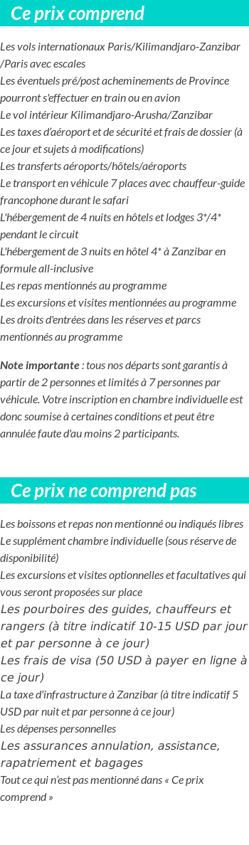 Conditions tarifaires