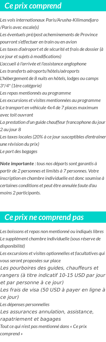 Conditions tarifaires