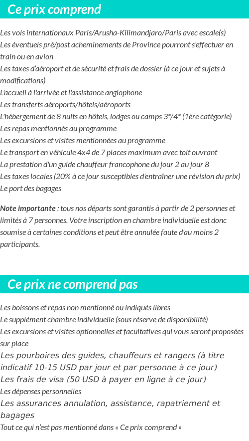 Conditions tarifaires