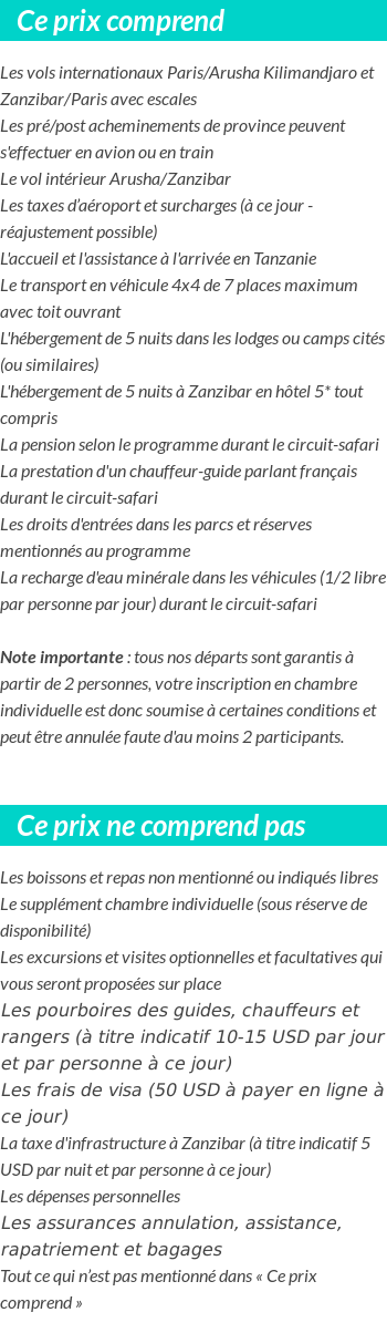 Conditions tarifaires