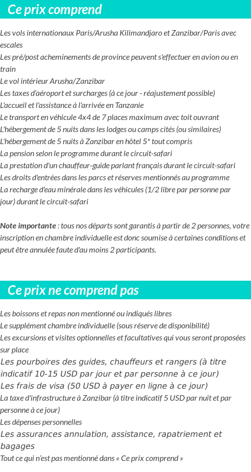 Conditions tarifaires