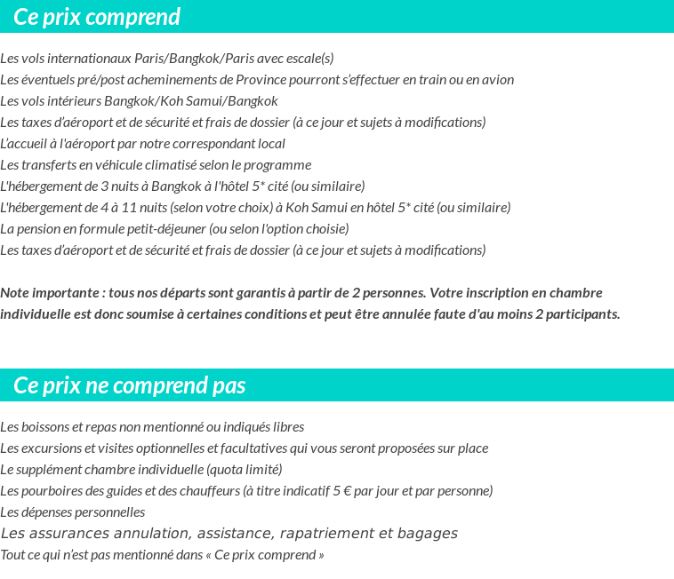 Conditions tarifaires