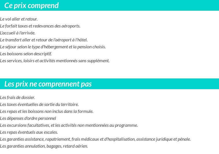 Conditions tarifaires