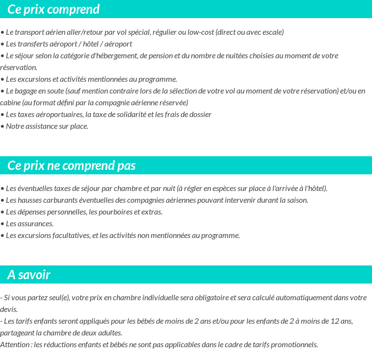 Conditions tarifaires