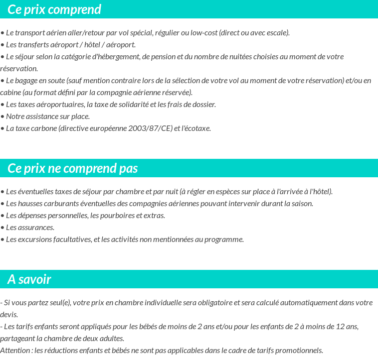 Conditions tarifaires
