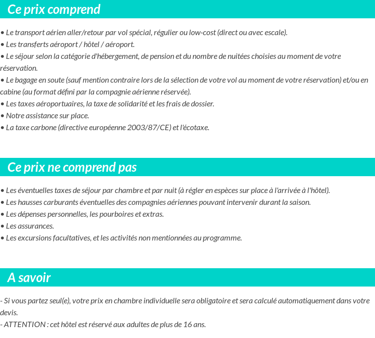 Conditions tarifaires