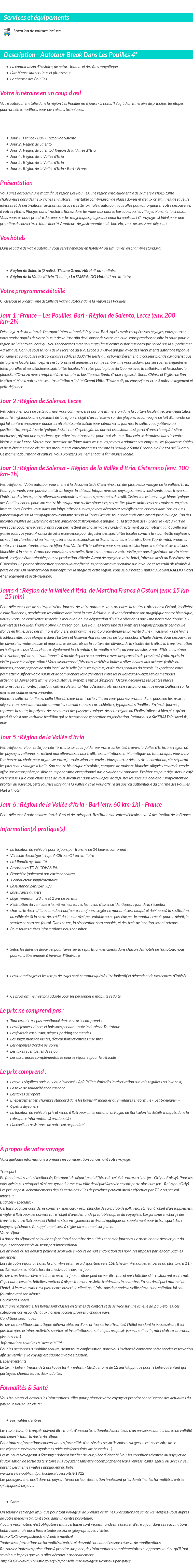 Détails du séjour