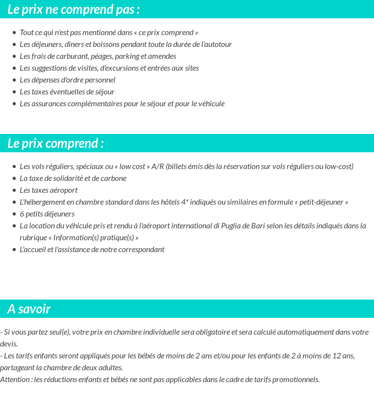 Conditions tarifaires