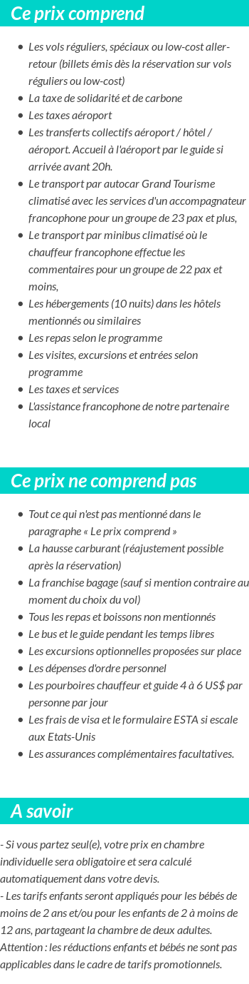 Conditions tarifaires