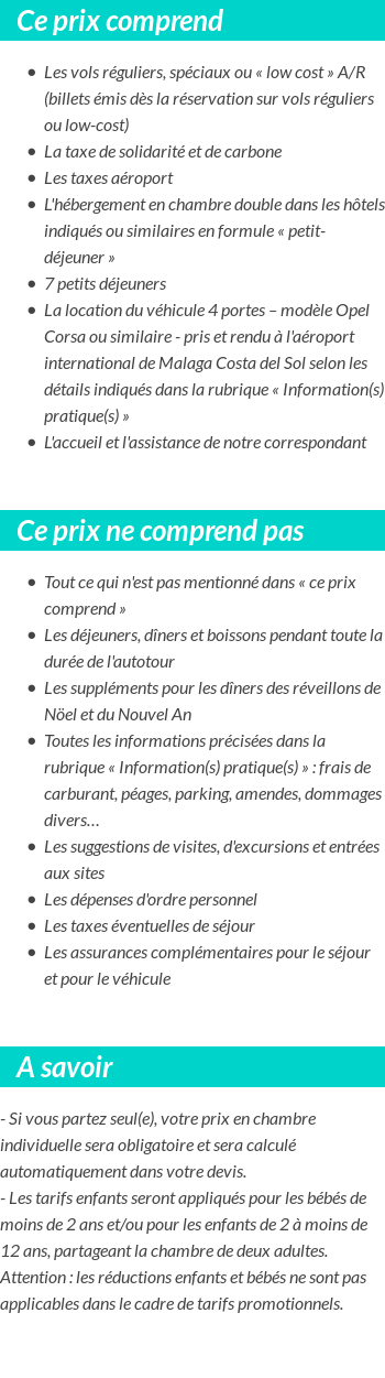 Conditions tarifaires