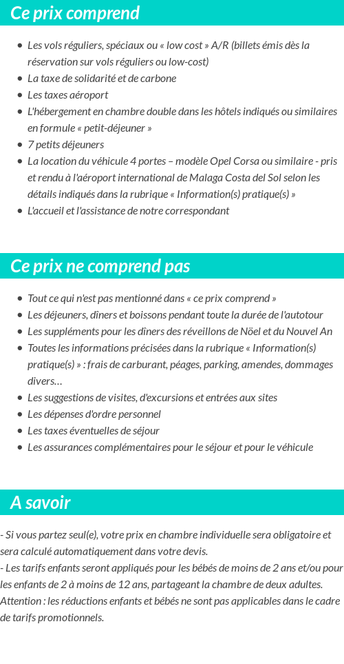 Conditions tarifaires