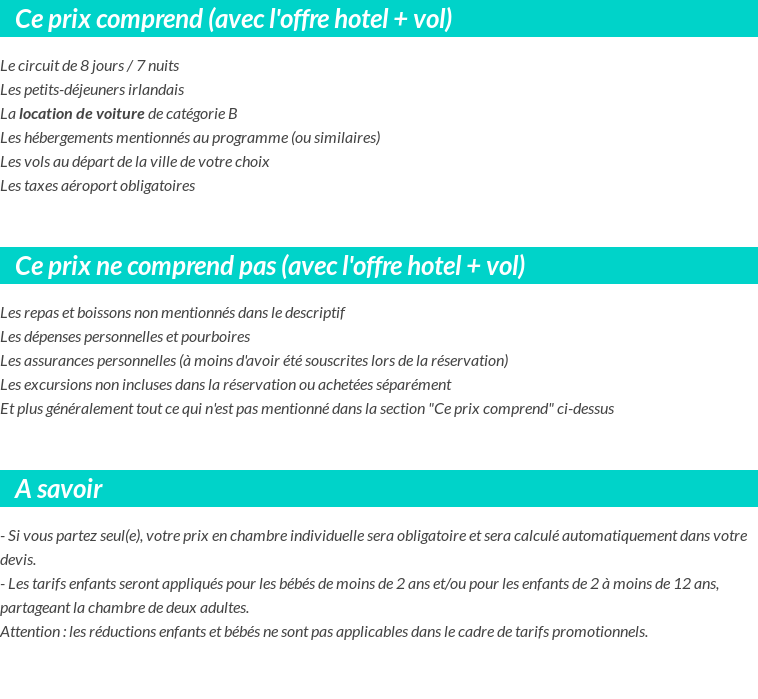 Conditions tarifaires