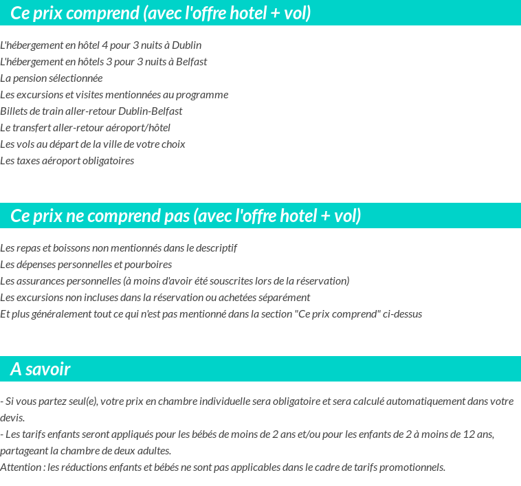 Conditions tarifaires