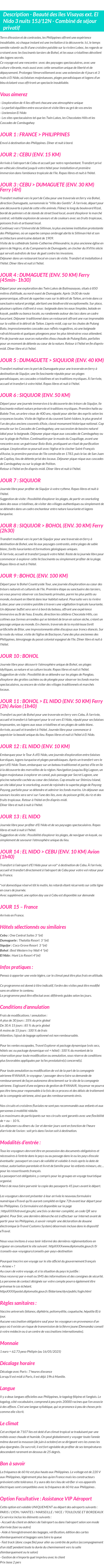 Détails du séjour