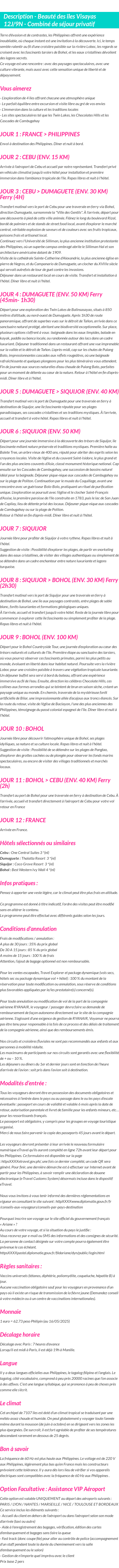 Détails du séjour