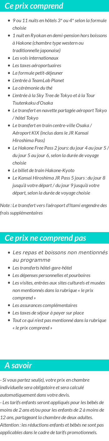 Conditions tarifaires