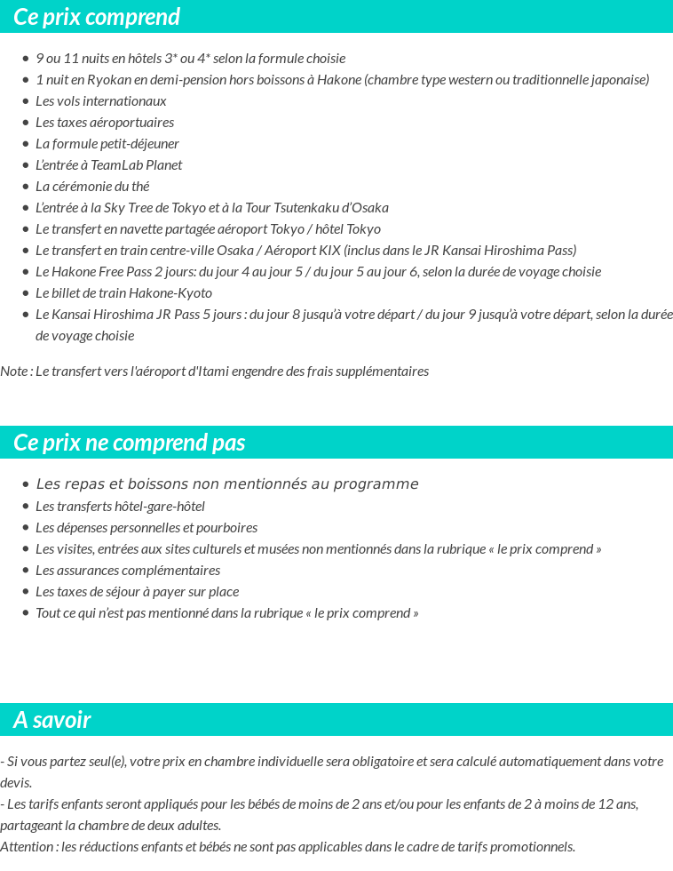 Conditions tarifaires