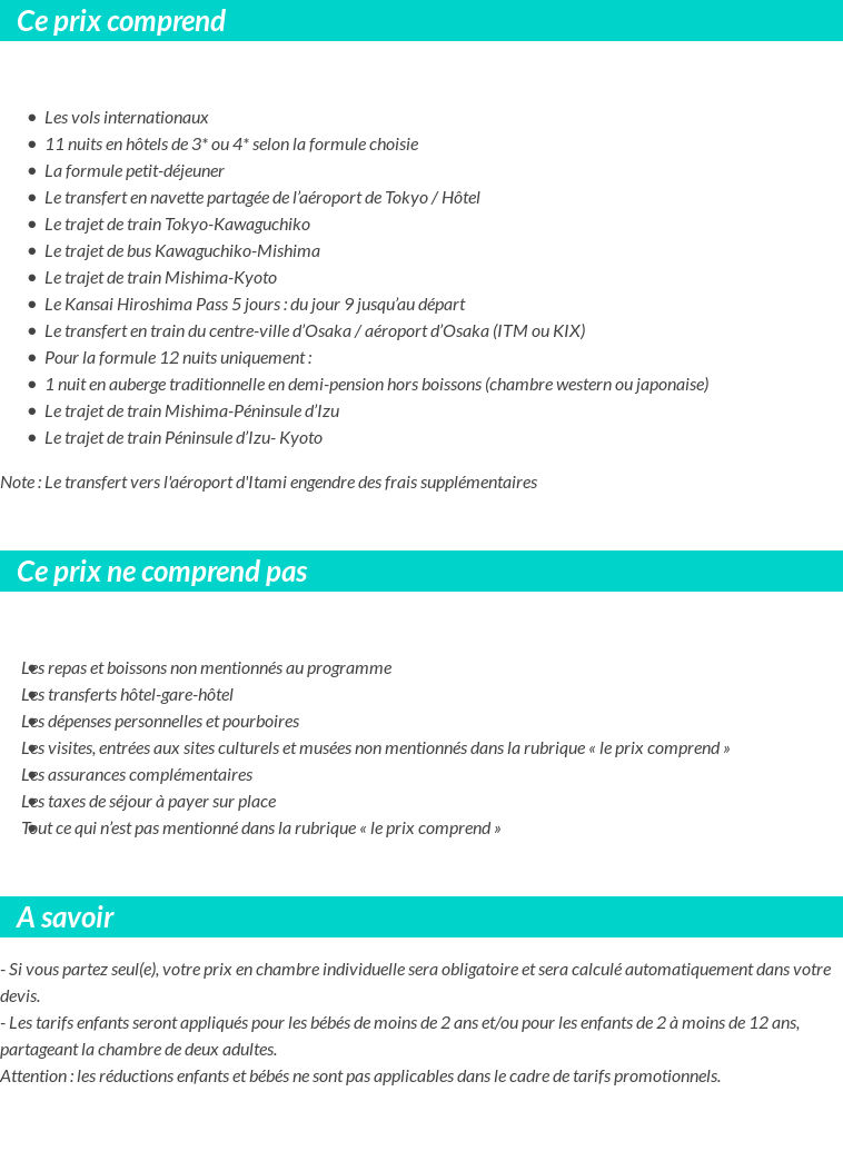 Conditions tarifaires