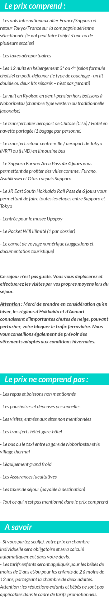 Conditions tarifaires