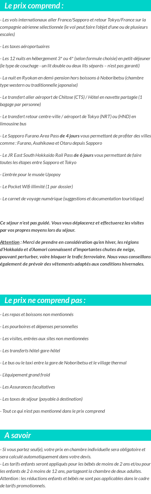 Conditions tarifaires