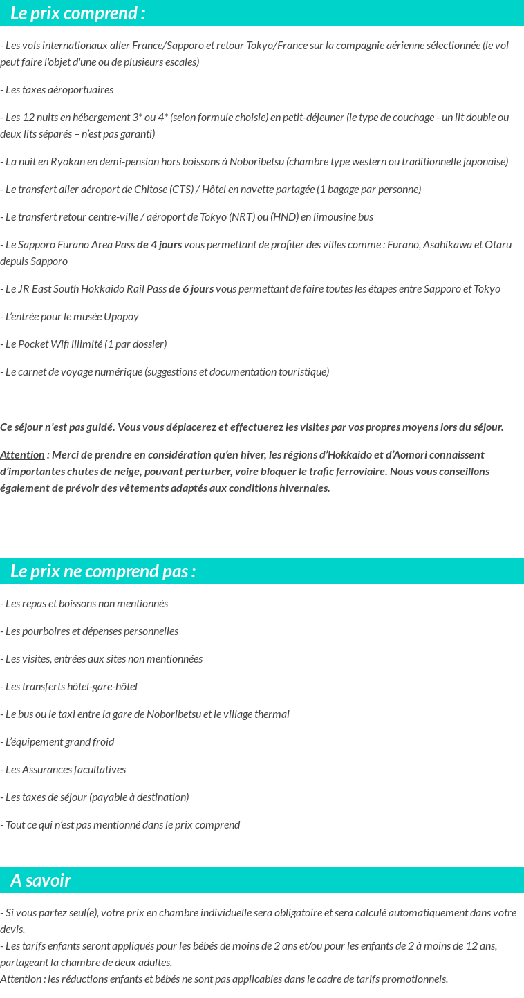 Conditions tarifaires