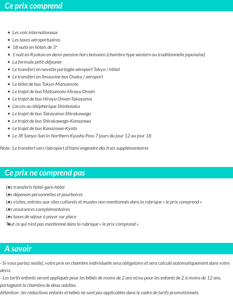 Conditions tarifaires