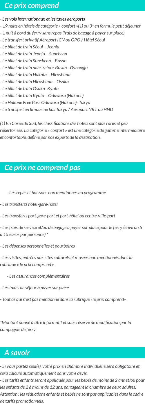 Conditions tarifaires