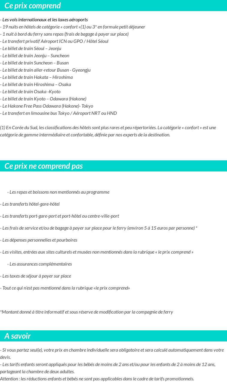 Conditions tarifaires