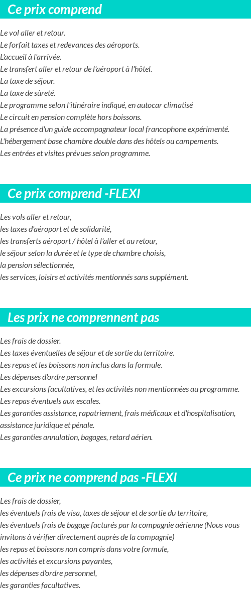 Conditions tarifaires