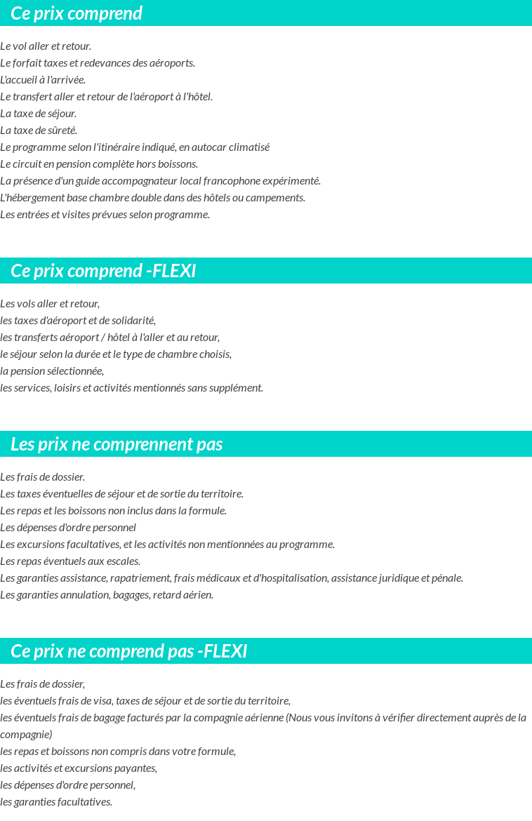 Conditions tarifaires