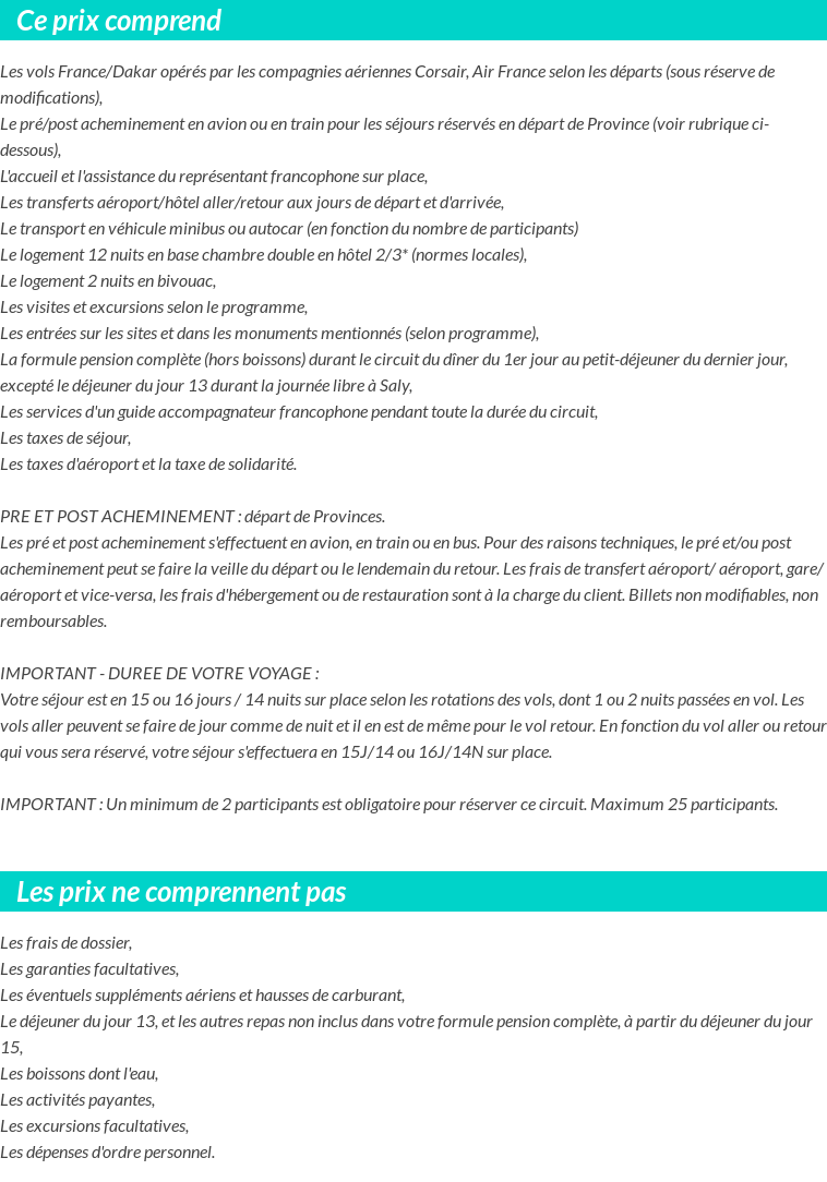 Conditions tarifaires