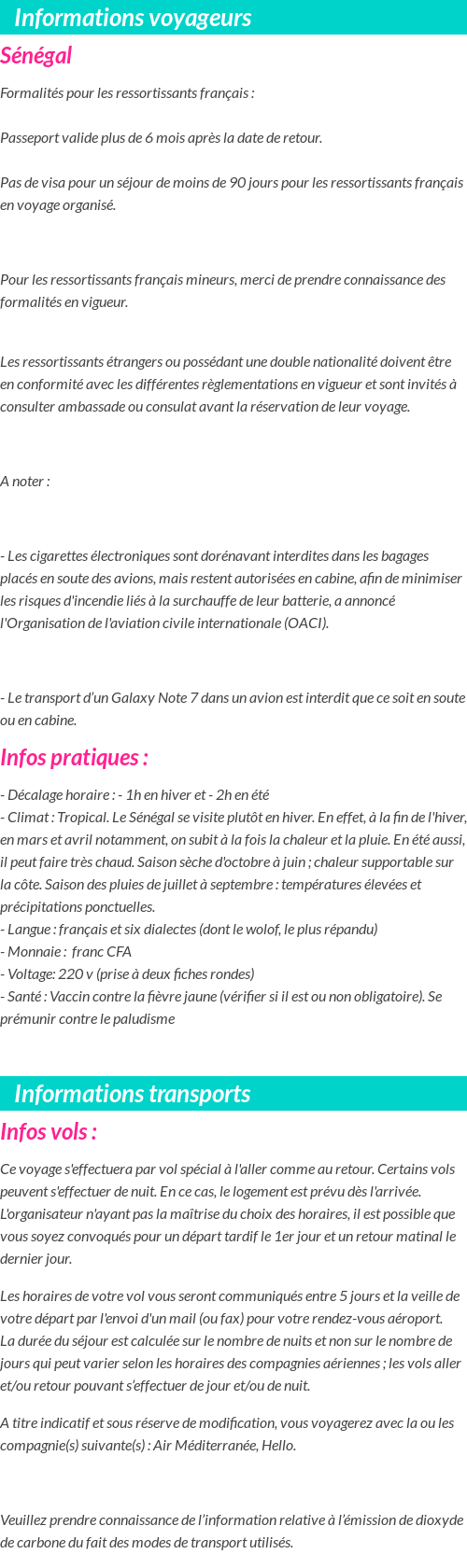 Formalités et infos voyageurs