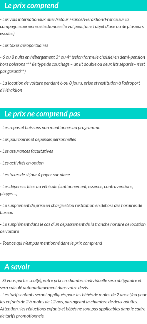 Conditions tarifaires