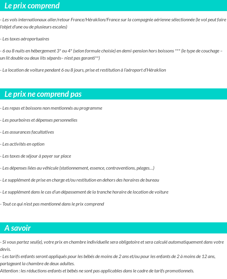 Conditions tarifaires