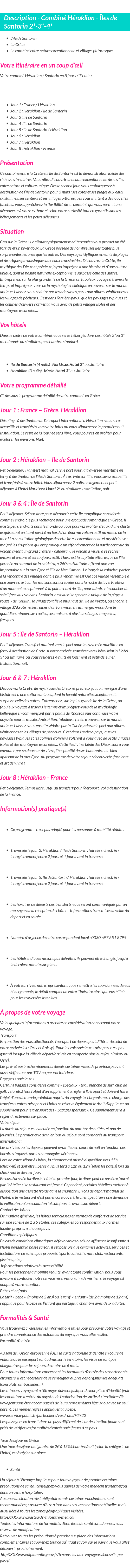 Détails du séjour
