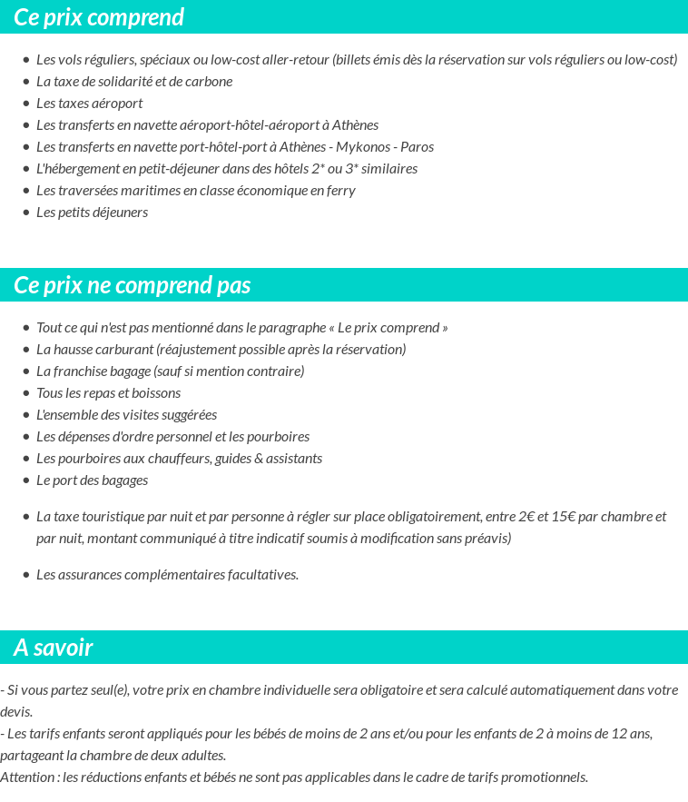 Conditions tarifaires