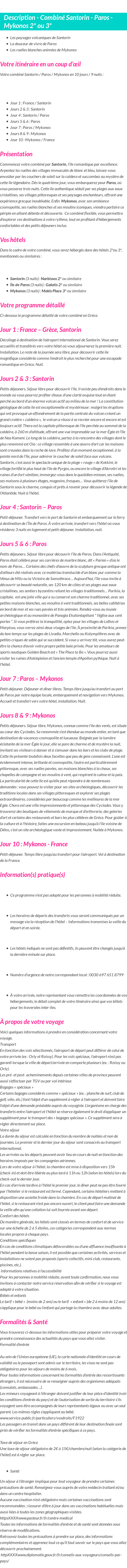 Détails du séjour