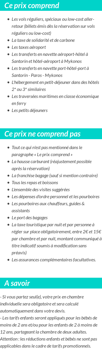 Conditions tarifaires