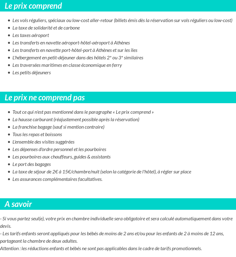 Conditions tarifaires