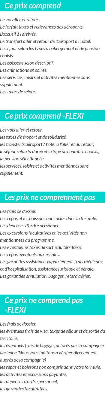 Conditions tarifaires