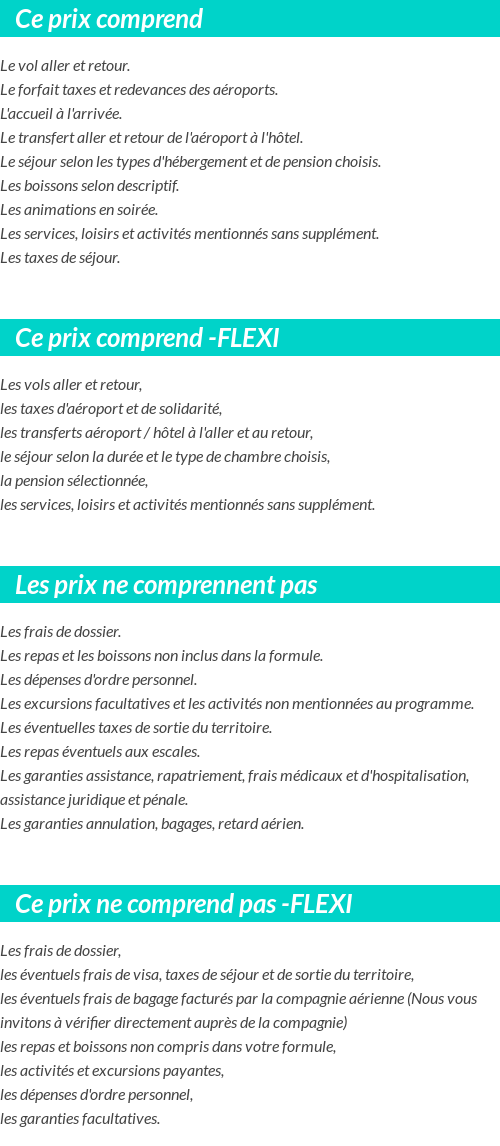 Conditions tarifaires