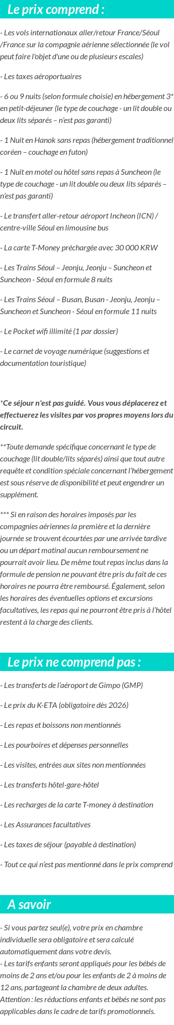 Conditions tarifaires