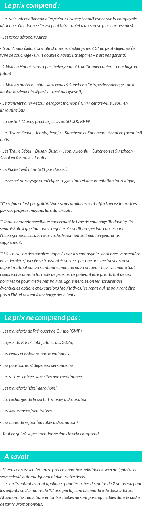 Conditions tarifaires