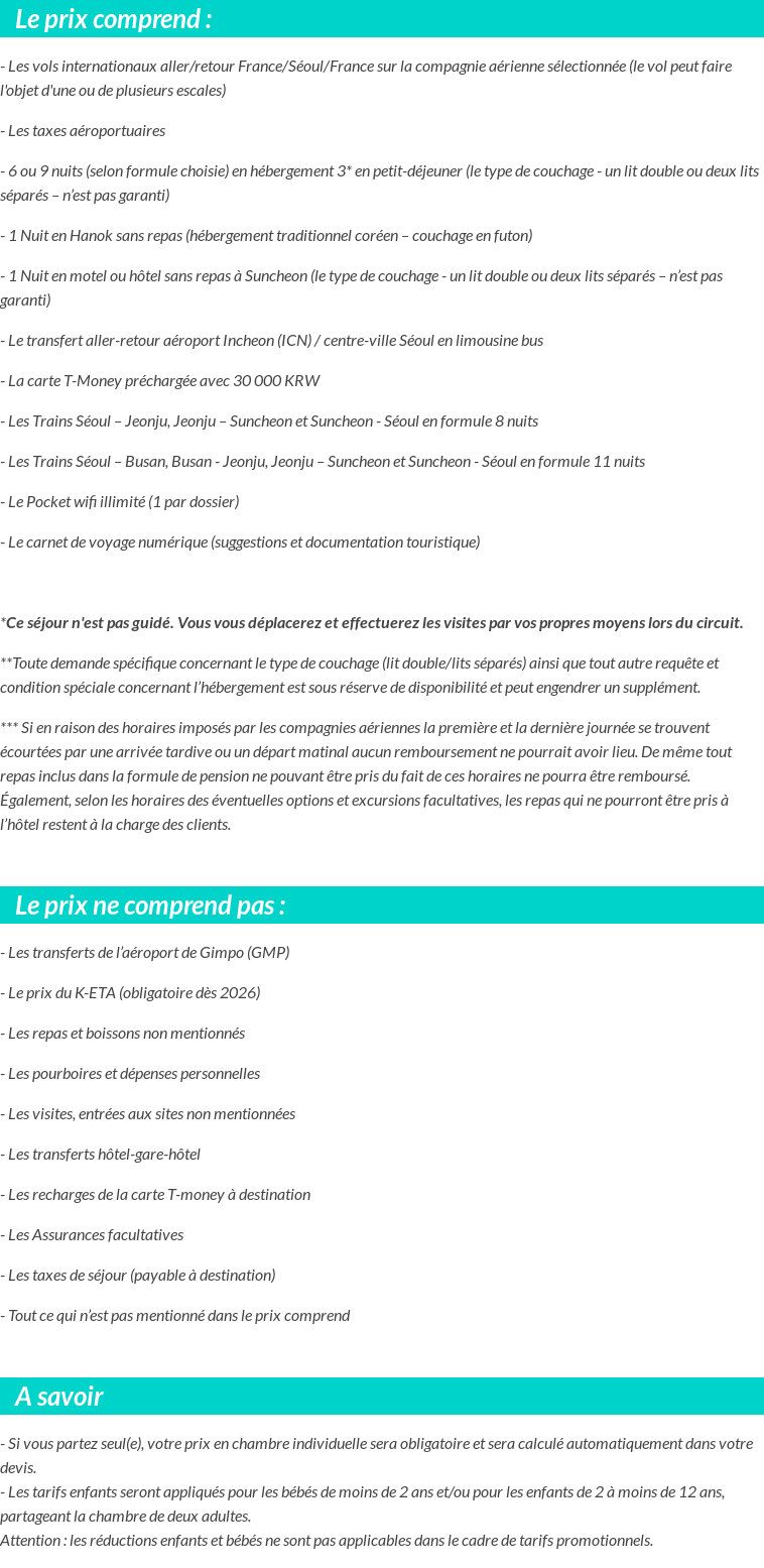 Conditions tarifaires