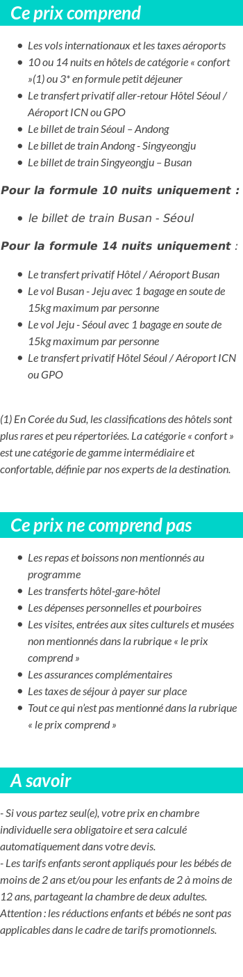 Conditions tarifaires