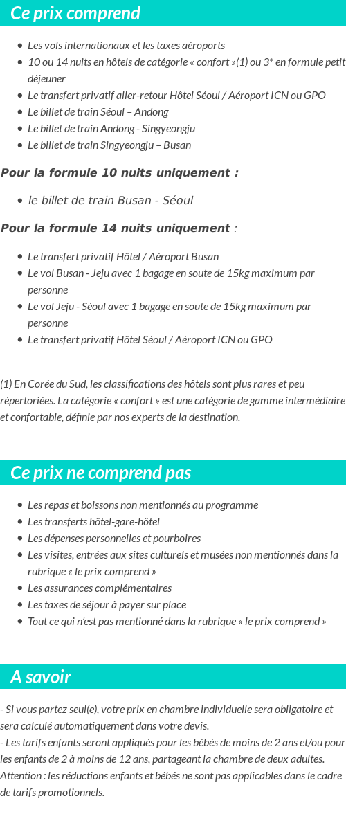 Conditions tarifaires