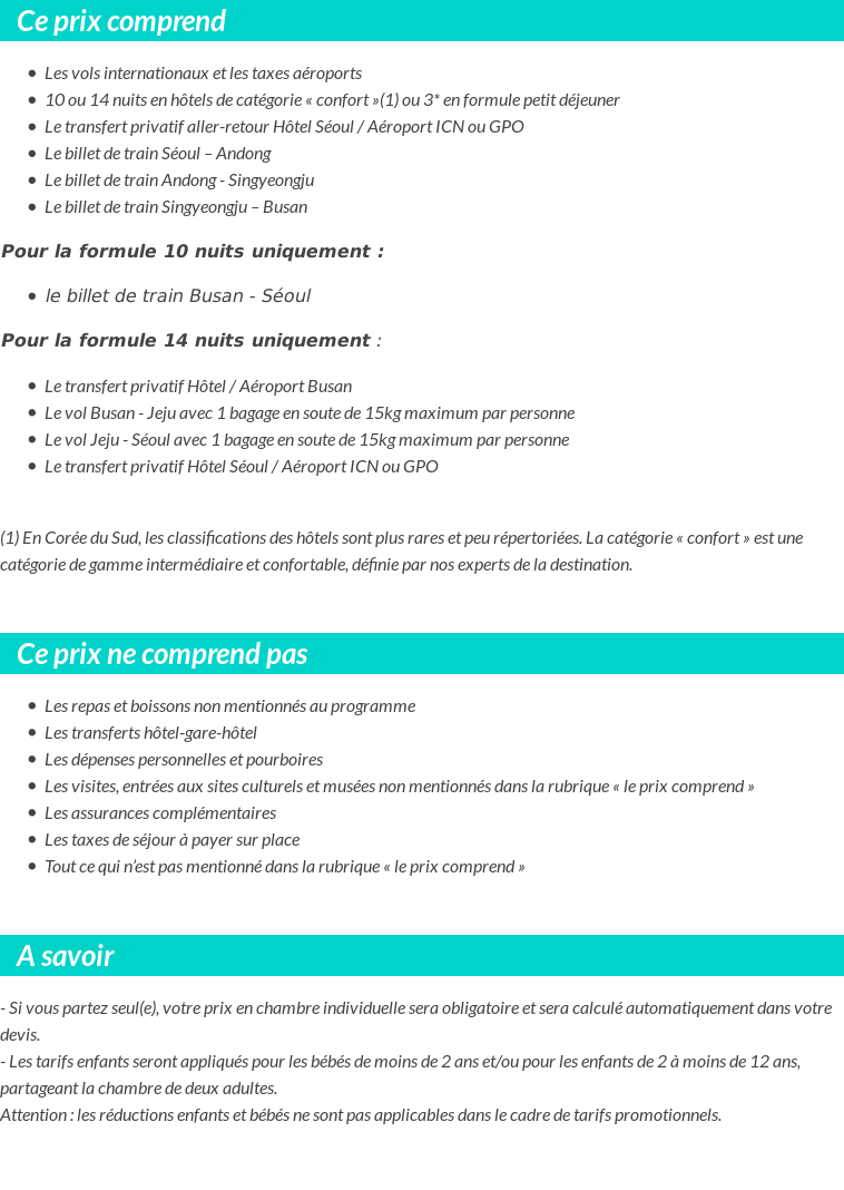 Conditions tarifaires