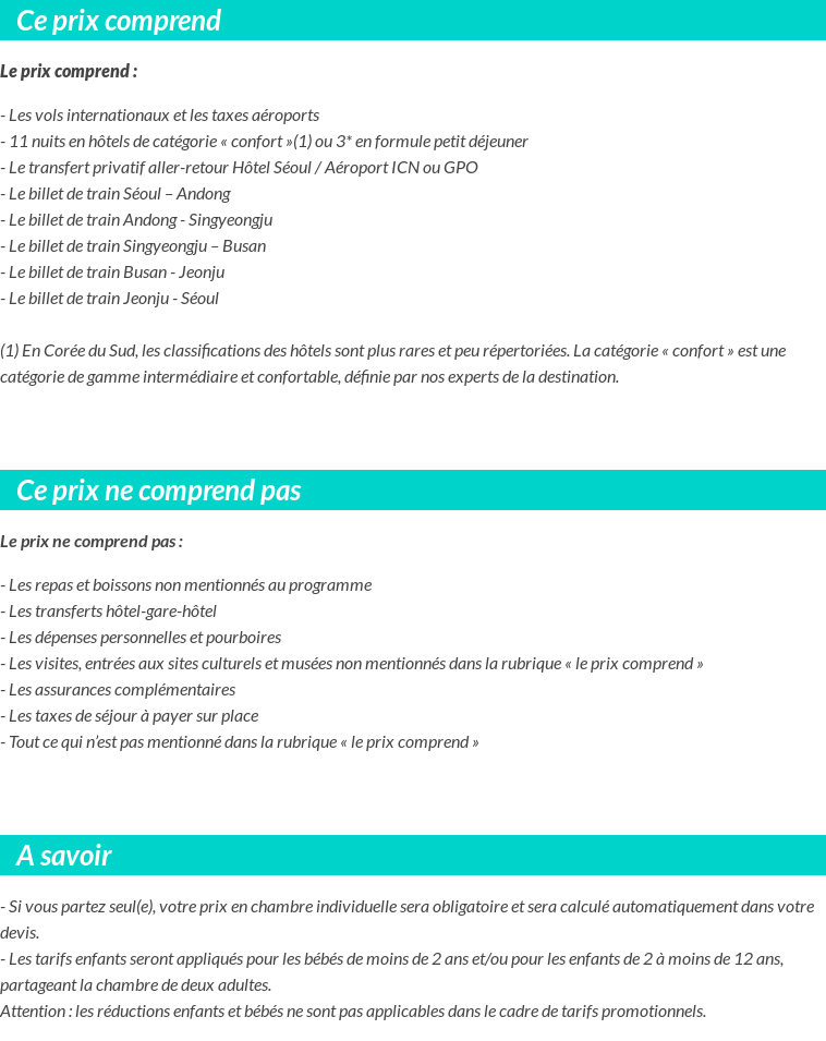 Conditions tarifaires