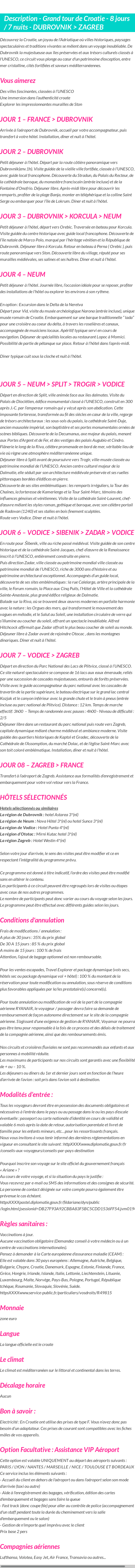 Détails du séjour