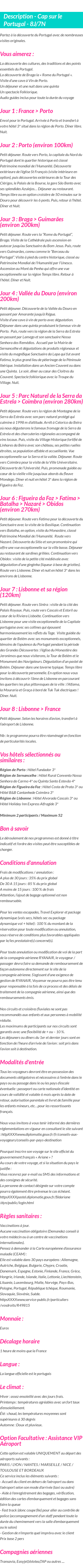 Détails du séjour